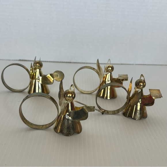 Vintage Christmas Gold Tone Angel Napkin Ring Holders  Lot of 8 - Picture 3 of 10
